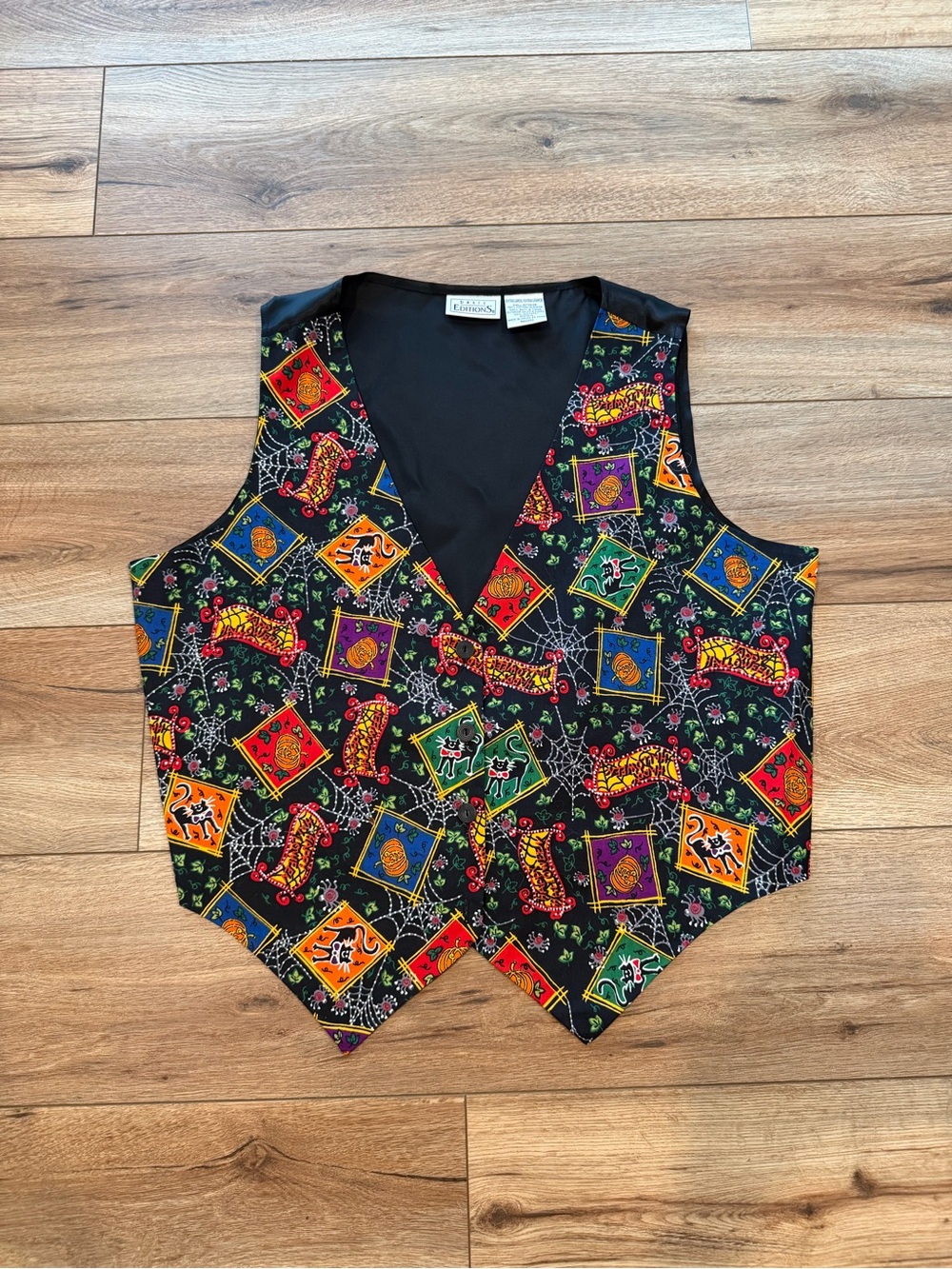 Basic Editions Vintage 90s Halloween Vest Button Up Size XL 100% Cotton